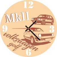 Drevené hodiny VW Golf Mk2