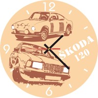 Drevené hodiny Škoda 120