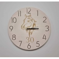Drevené hodiny - Kôň (s textom alebo číslom)